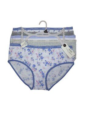 Laura Ashley Womens L 5-Pack Cotton Spandex Tag-Free Panties Floral & Solid
